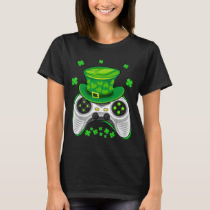 Camiseta Controlador de Jogo Shamrock Gamer Dia de São Patr