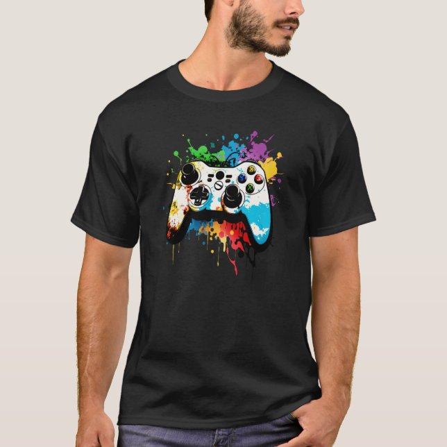 Camiseta Controlador de jogos grafite console de computador (Frente)