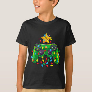 Camiseta Controlador de Jogos Luzes de Árvore de Natal Game