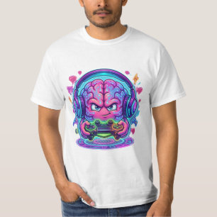 Camiseta Controlador de Nível de Cérebro de Gamer Cyberpunk