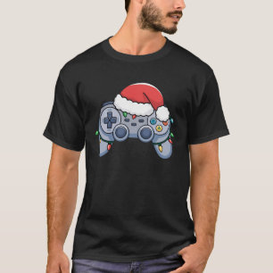 Camiseta Controlador de Video Game Chapéu de Natal do Papai