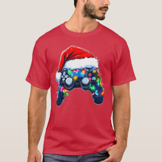 Camiseta Controlador de Video Game Chapéu de Natal do Papai
