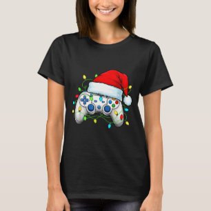 Camiseta Controlador de Video Game Chapéu de Natal do Papai