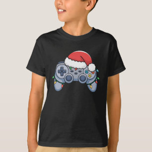 Camiseta Controlador de Video Game Chapéu de Natal do Papai