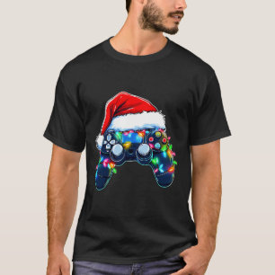 Camiseta Controlador de Video Game Chapéu de Natal do Papai