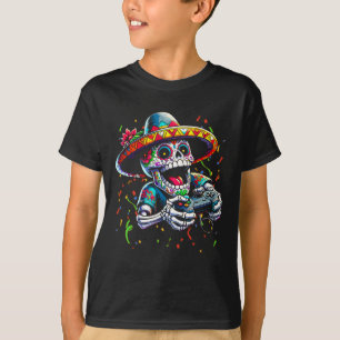 Camiseta Controlador de Video Game Cinco De Mayo Crânio de
