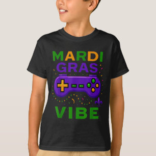 Camiseta Controlador de Vídeo Game Retro Vibe Mardi Gras de