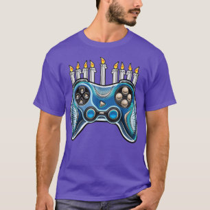 Camiseta Controlador de videogame engraçado Hanukkah Menora