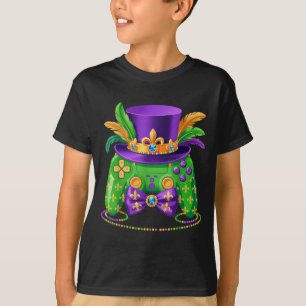 Camiseta Controlador de videogame Mardi Gras Chapéu de bobo