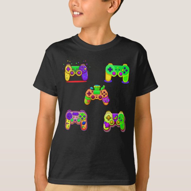 Camiseta Controlador de Videos games Coloridos para Jogos (Frente)