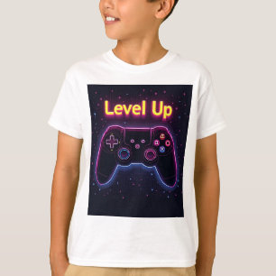 Camiseta Controlador Neon Gamer Nível Superior - Pixel Retr