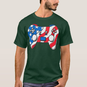 Camiseta Controladora 4º De Julho Vídeo Jogo American Flag