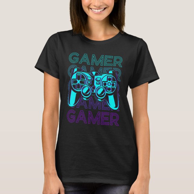 Camiseta Controladora de jogos para games com jogador de ví (Frente)