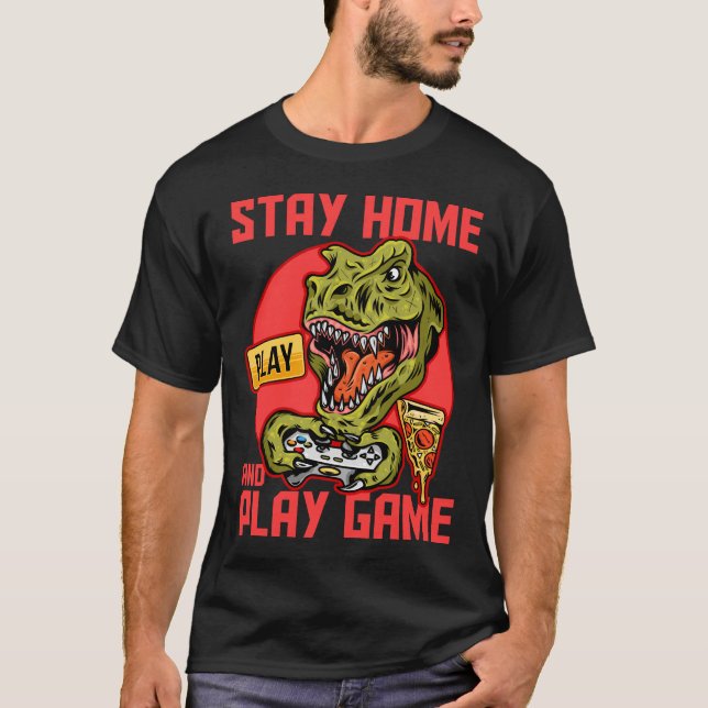 Camiseta Controladora de jogos Trex Dinossaur T-Rex Gamer (Frente)