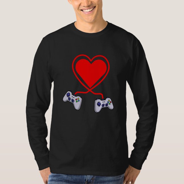 Camiseta Controladora de vídeo Gamers Engraçado Dia dos Val (Frente)