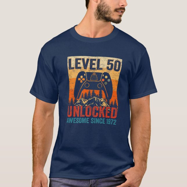 Camiseta Controladora de vídeo retrô B do nível 50 desbloqu (Frente)