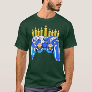 Camiseta Controladora de videogame Chanukah Menorah Candela