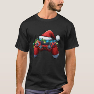 Camiseta Controladora de videogame Santa Hat Gamer Boys Gir