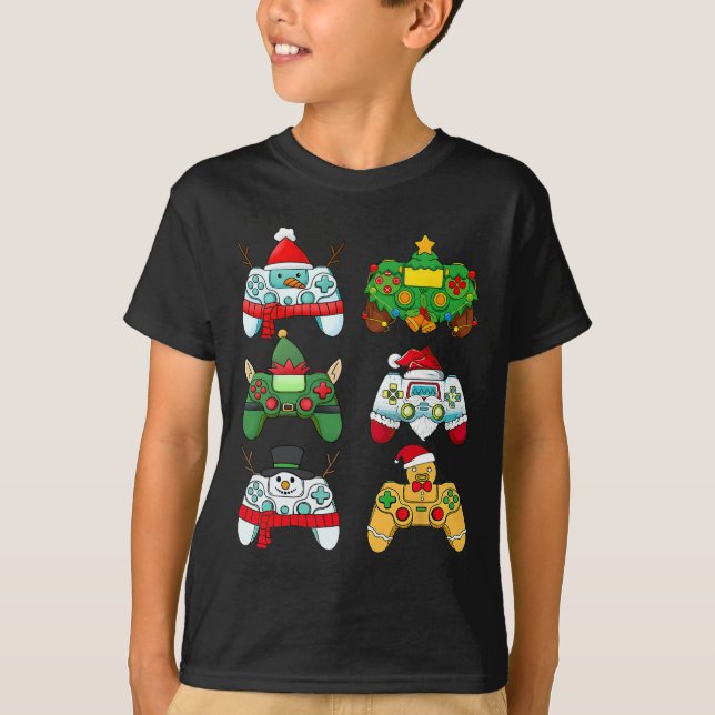 Camiseta Controladora de videogame Santa Hat Gamer Boys Xma (Frente)