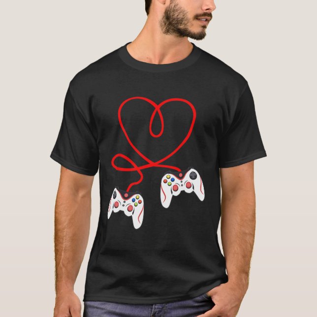 Camiseta Controladores de Jogo do Coração Video Gamer Jogos (Frente)