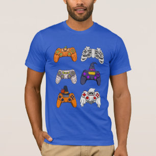 Camiseta Controladores de jogos Zombie do Skeleton do Hallo