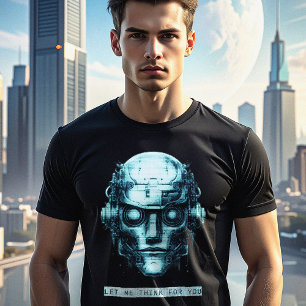 Camiseta Controle da mente Cyberpunk Robot Blue Grunge