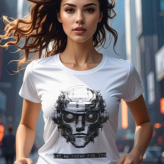 Camiseta Controle da mente Impressão preto Cyberpunk Robot (Criador carregado)