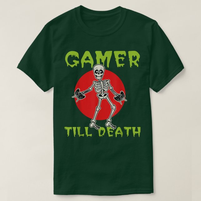 Camiseta Controle de computador com esqueleto de piada para (Frente do Design)