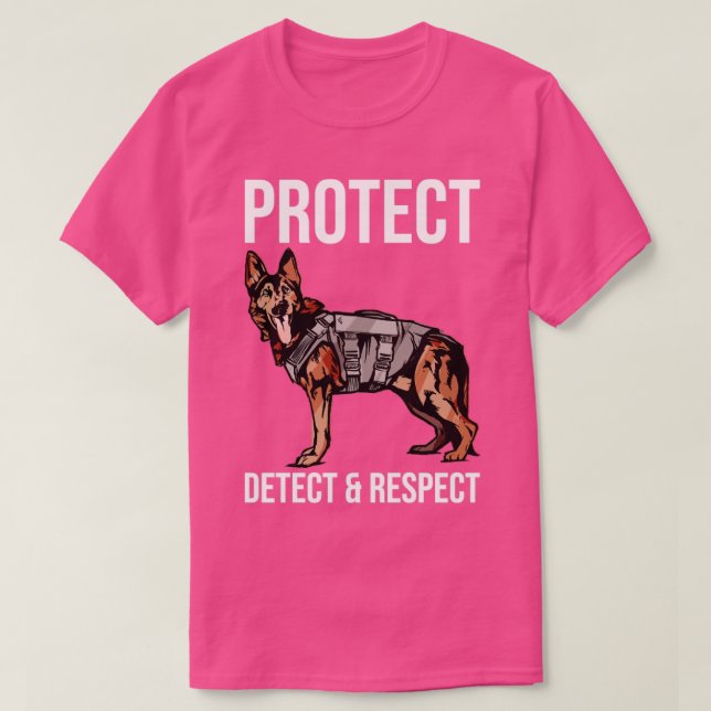 Camiseta Controle de Detecção de Cachorro Policial K9 (Frente do Design)