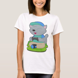 Camiseta Controle de Gamer de Gato