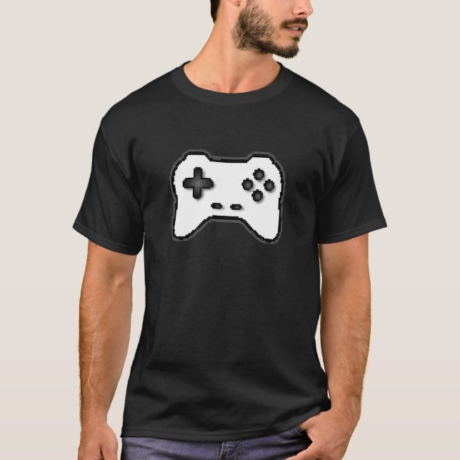 Camiseta Controle de Jogo Estilo de Jogo Branco Preto de 8  (Frente)
