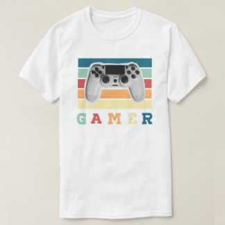 Camiseta Controle de Jogo Retro com Design de Faixas Vintag