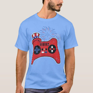 Camiseta Controle de VideoGame 4 de Julho Coração Bandeira