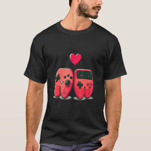 Camiseta Controle de videogame do coração Valentine Day Cut