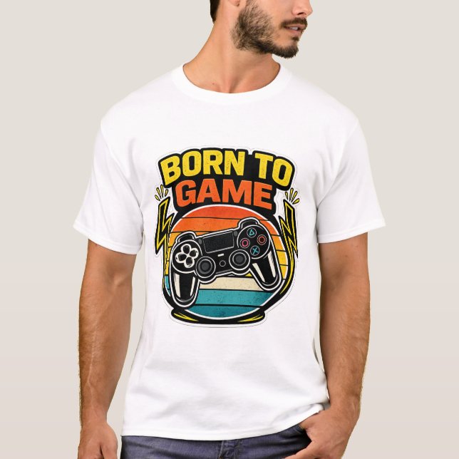 Camiseta Controle Retro Nascido para Jogar (Frente)
