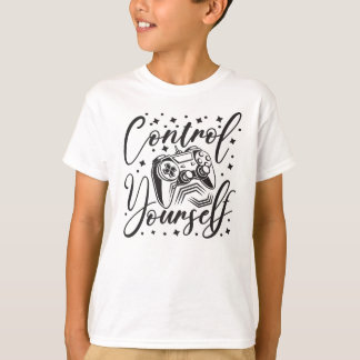 Camiseta Controle-se controlador de jogos e arte de texto