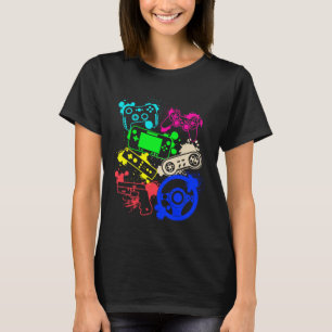 Camiseta Controles de Consoles de Video Games Retro 80's 90