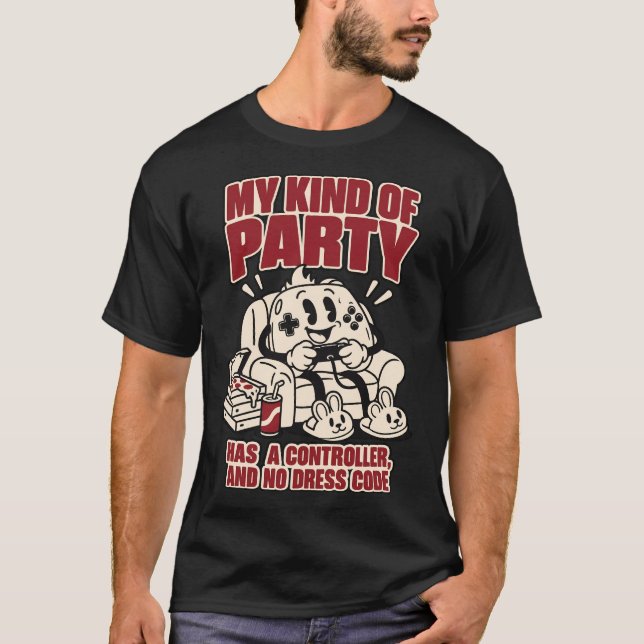 Camiseta Controller Party No Dress Code Funny Gaming Tee (Frente)