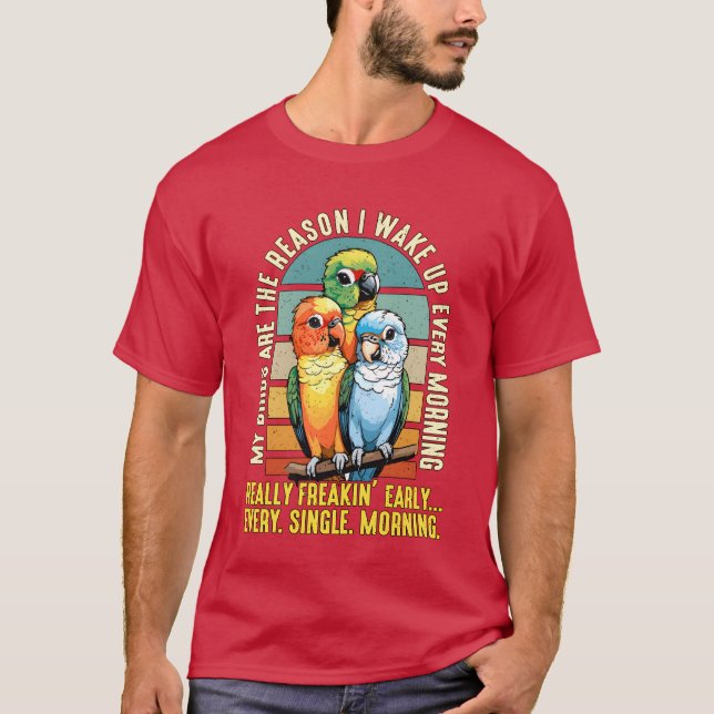 Camiseta Conure meus pássaros como motivo que eu adoro bata (Frente)
