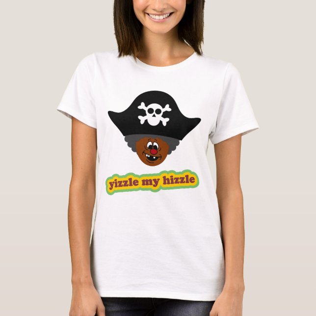 Camiseta Conversa como um pirata preto (Frente)