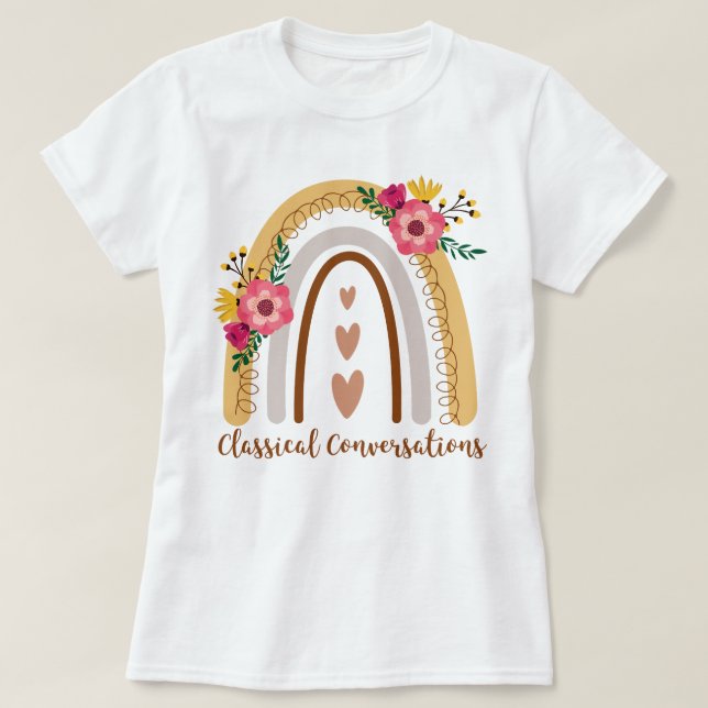 Camiseta Conversações Clássicas Rainbow Homeschool CC (Frente do Design)