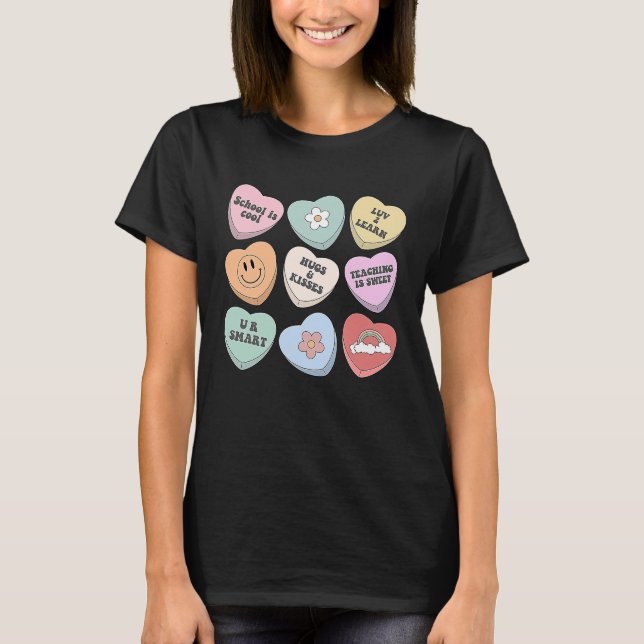 Camiseta Conversation Hearts Groovy Valentines Day Cute Tea (Frente)