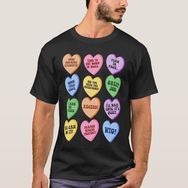 Camiseta Conversation Hearts Groovy Valentines Day Cute Tea (Frente)