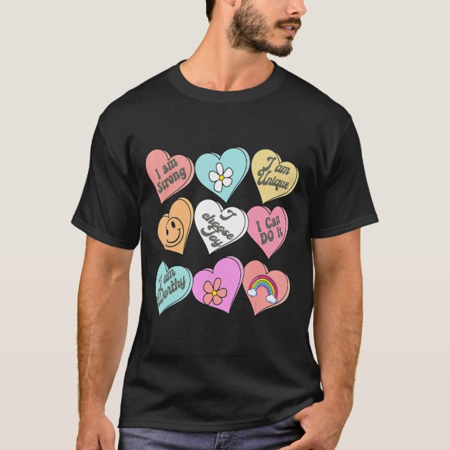 Camiseta Conversation Hearts Groovy Valentines Day Cute Tea (Frente)