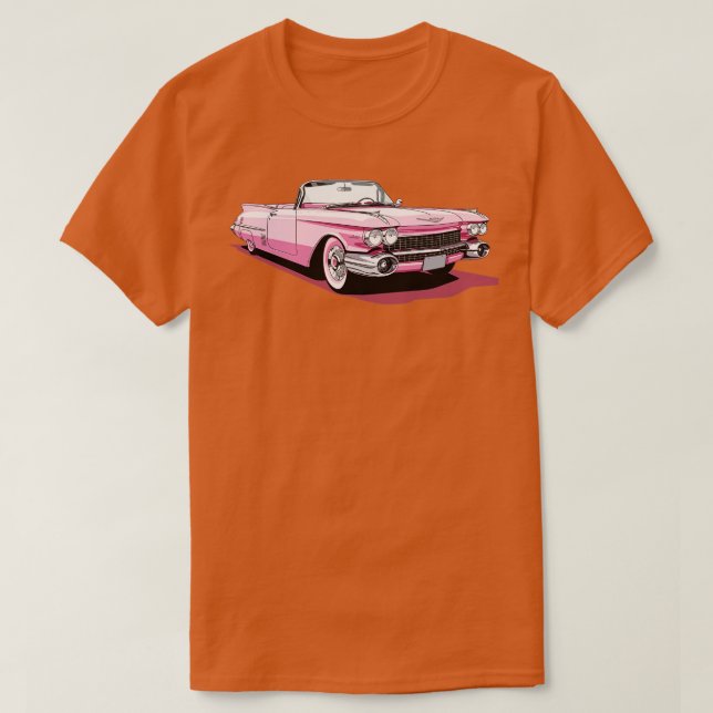 Camiseta Conversível Eldorado de Cadillac rosa (Frente do Design)