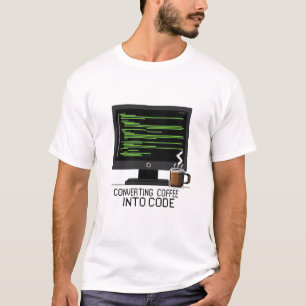 Camiseta Convertendo Café Em Código Divertido Pixel Program