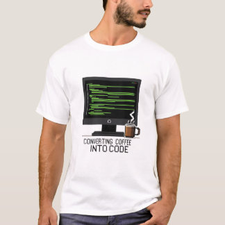 Camiseta Convertendo Café Em Código Divertido Pixel Program