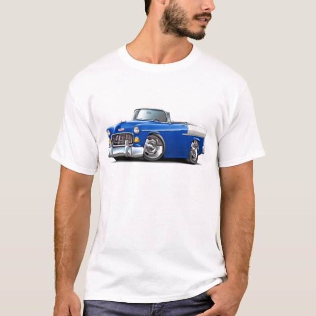 Camiseta Convertible 1955 Azul-Branco de Chevy Belair (Frente)