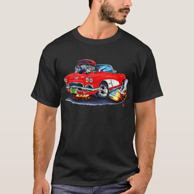 Camiseta Convertible 1962 Vermelho-Branco de Corveta (Frente)