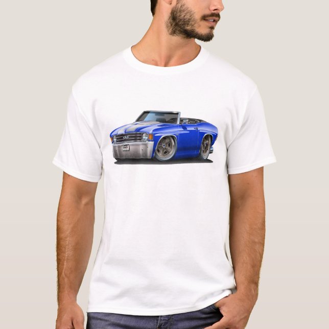Camiseta Convertible 1971-72 Azul-Branco de Chevelle (Frente)